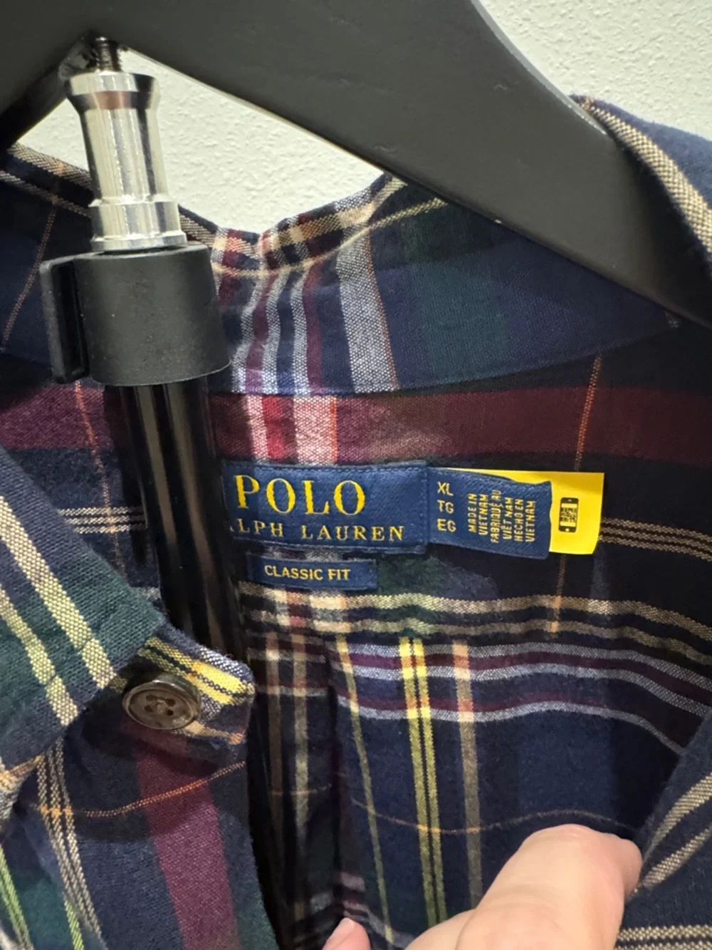Polo‎ by Ralph Lauren Navy Green Burgundy Plaid Button-Down Shirt